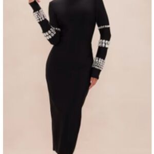 Fashion Nova Black Dress with Silver Detailing